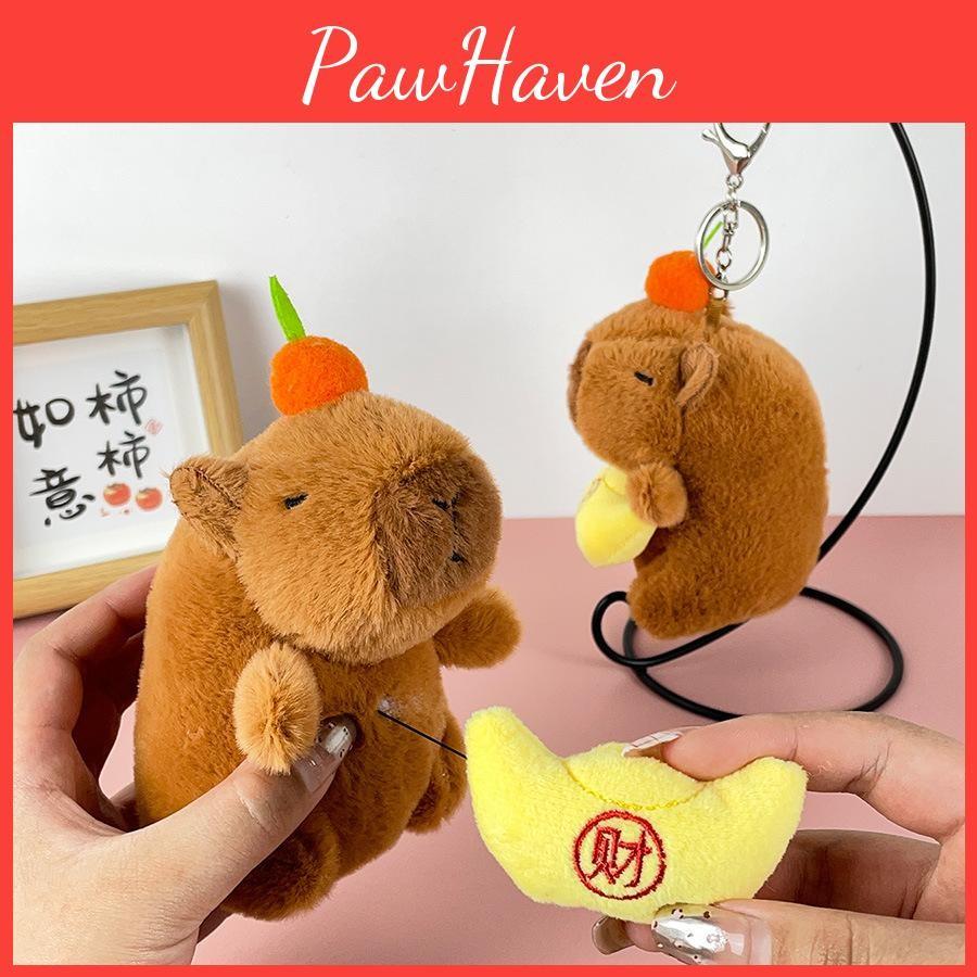 Plush Whimsical Capybara Keychain Toy With Soft Pp Cotton Filling For Joyful Play Kids