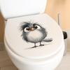 Goofy Cartoon Owl Toilet Seat Sticker Bathroom Decor Cute Removable Waterproof Decal