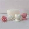 Heart Shaped Candle Mold Rose Candle Silicone Mold for DIY Candle Soap Plaster Ornament Cake Fondant Decoration