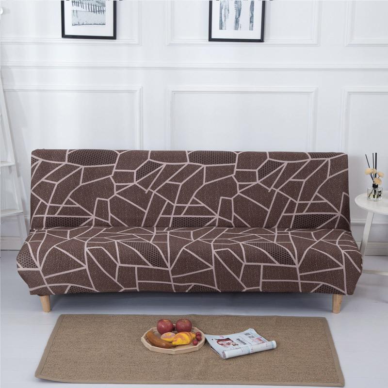 Armless Futon Sofa Bed Cover Stretch Folding Sofa Cover Living Room Without Armrests Removable Washable 3 Seater Sofa Slipcover