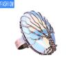 Vintage Copper Handmade Wire Wrap Round Natural Crystal Tree Life Adjustable Ring