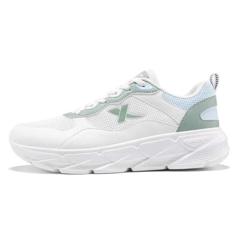 Xtep Lightweight Versatile Trendy Breathable Rebound Low-Top Casual Running Shoes Women sneaker White Green 875318110032-6 36