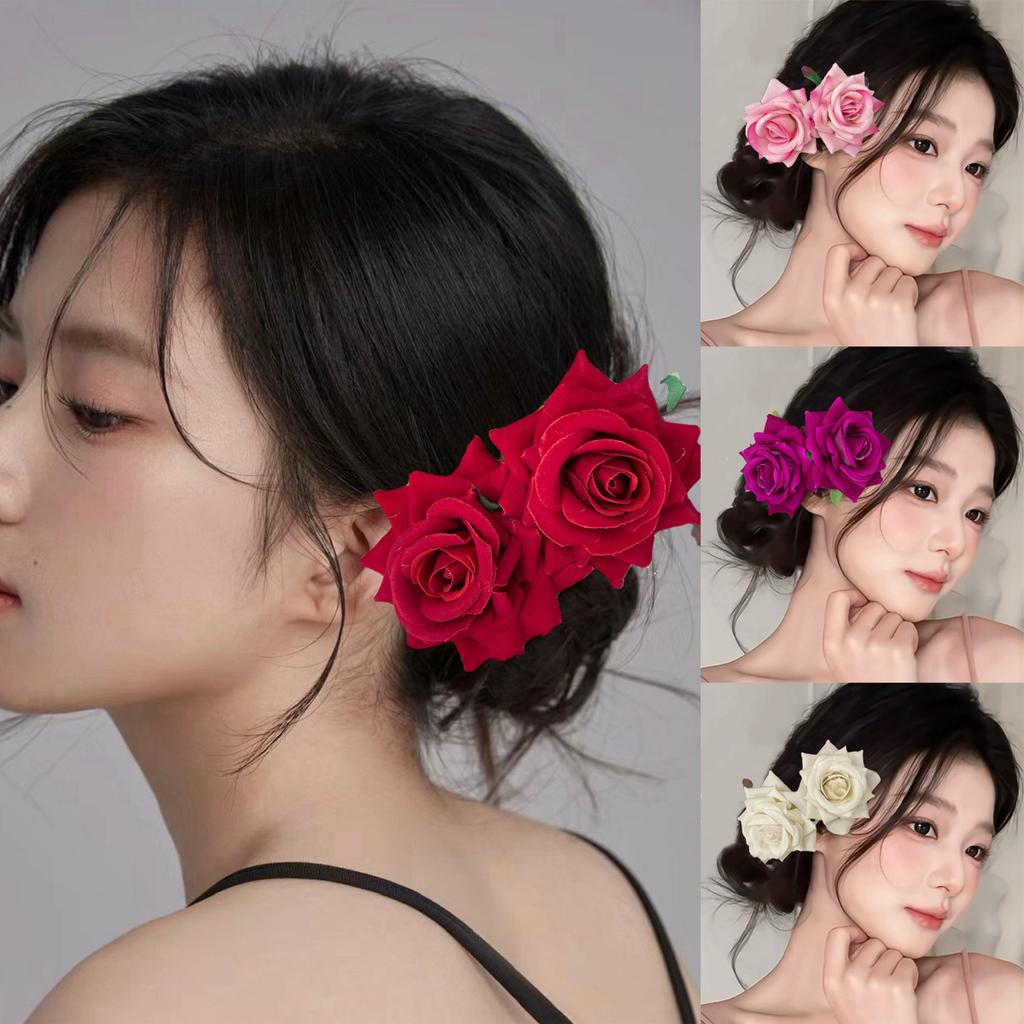 Neuer Braut Künstliche Rose Blume Haarnadel Samtstoff Haarkamm Frauen Hochzeit Brautjungfer Party Accessoires Haarspange Schmuck