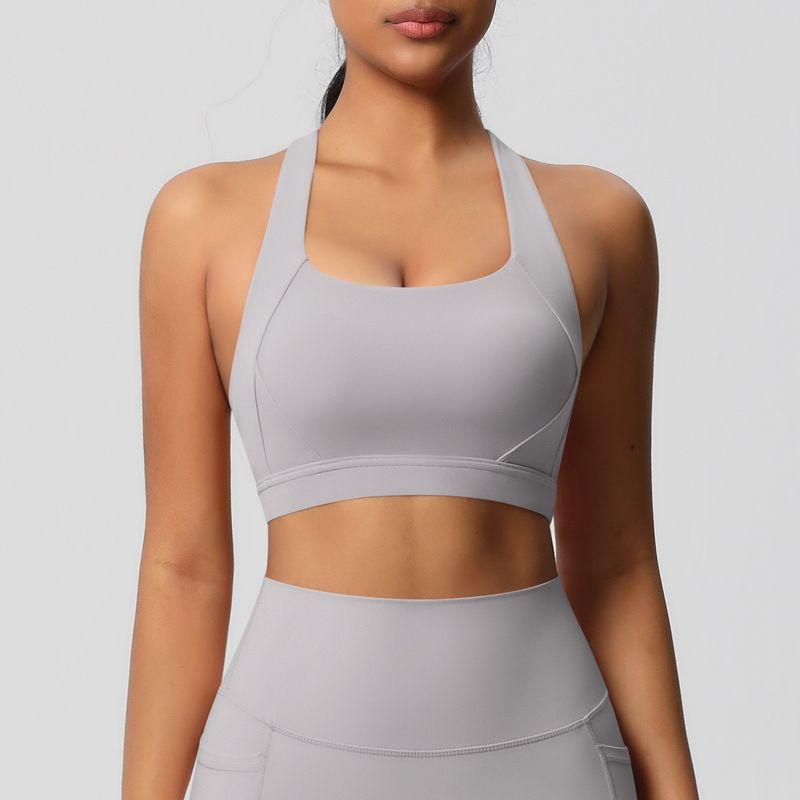 Nude Feel Brushed Yoga Bra Women's High Strength Shockproof Push-up Running Exercise Underwear Beauty Back Cross Fitness Vest