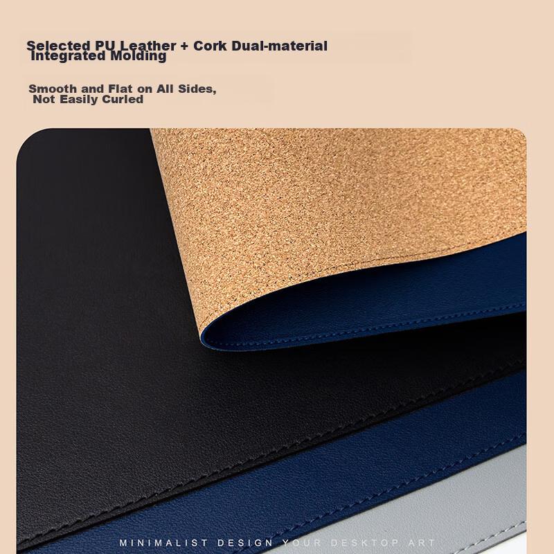 EXCO 1.2-Meter Cork Waterproof Leather Mouse Pad, Extra Large Computer Desk Mat, Leather Table Cover, Oversized Gaming Keyboard Pad, Charm Blue 9779