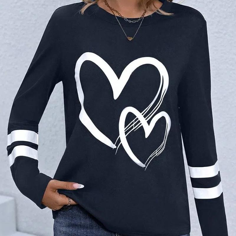 Women's T shirt Plus Size Tee Daily Casual Long Sleeve Black Spring Fall