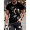 Men's Summer Casual T-Shirt 3D Golden Lightning Skull Print Short Sleeve Streetwear