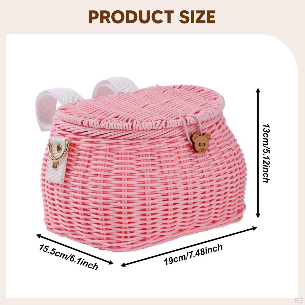 Koszyk rowerowy dla dzieci Dekoracja przednia z pokrywką i paskiem na ramię Kierownica