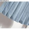 MODIQUE Sommer Übergröße Damen Locker Basics Elastisch Mock Zweiteiler Plissierte Kurze Röcke Weiblich Lässig Blaue Denim Kurze Hosen