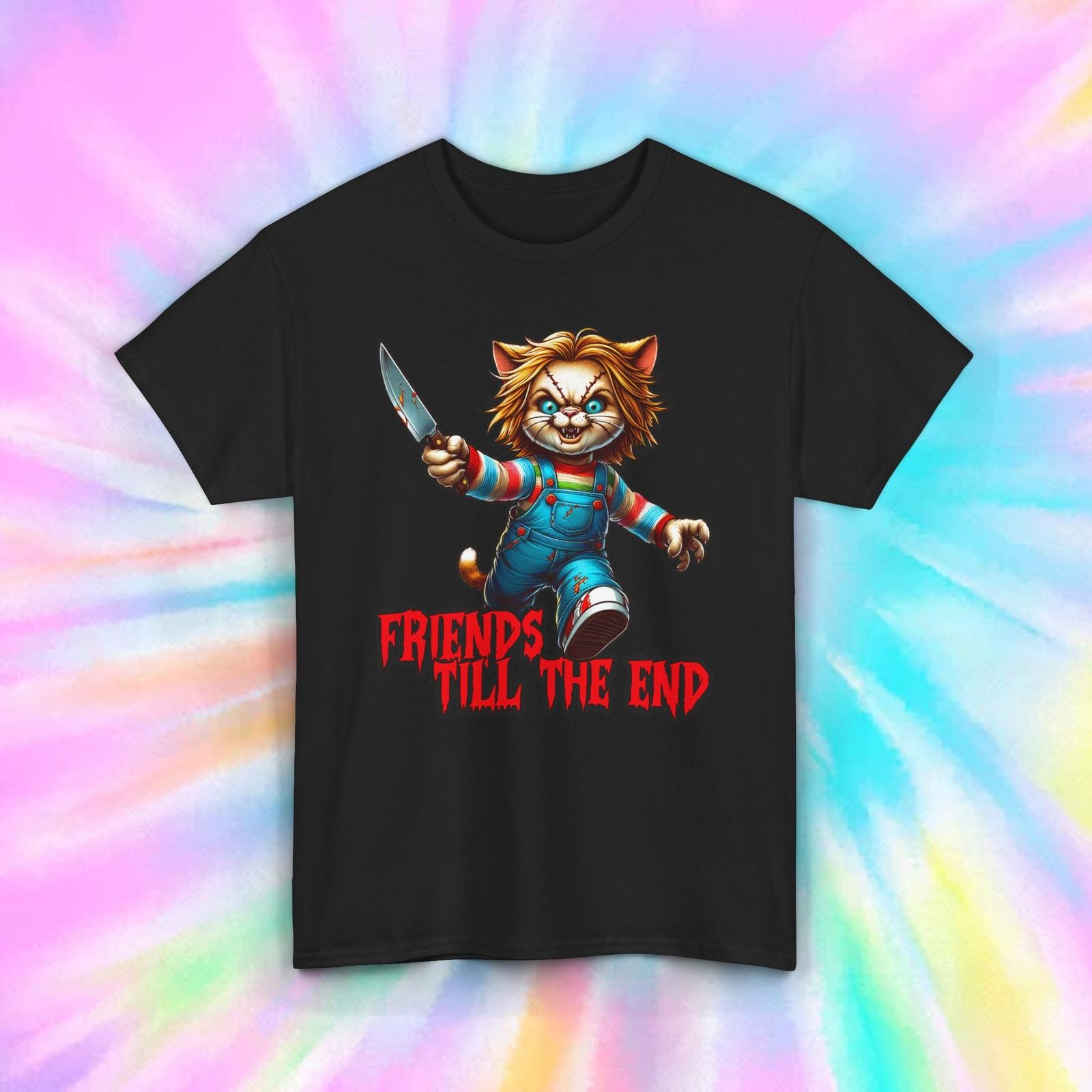 Chucky Cat T-Shirt | Friends Till the End Horror Parody Tee S-5XL XXXXL
