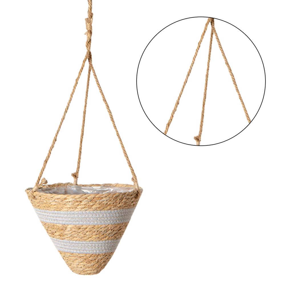 Round Hand Woven Hanging Planter Baskets Natural Rope Woven Plant Holder Flower Pots Home Planting Gardening Supply