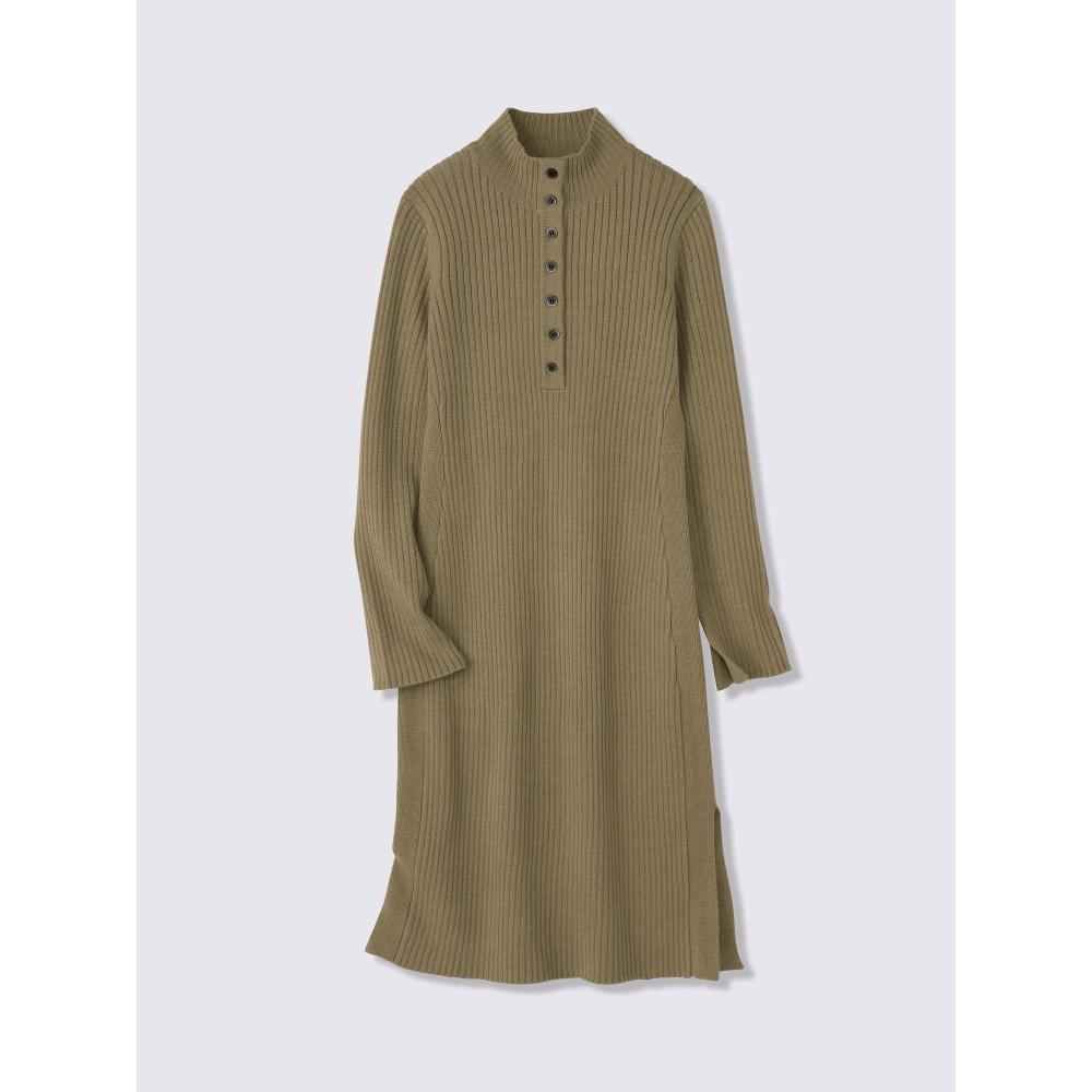 Gu By Uniqlo Rib Button Neck Dress Ul
