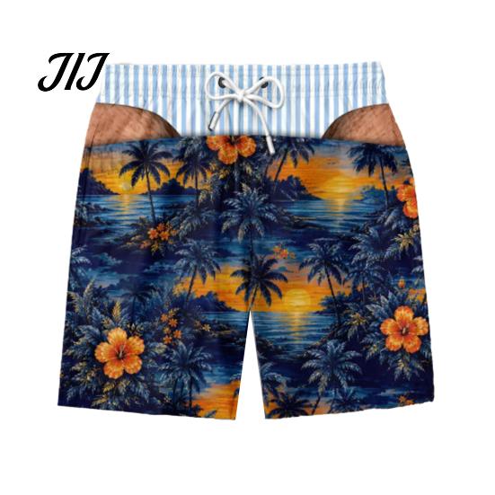 Regalo Scherzo Festivo per Uomini Pantaloncini a Fondo Hairy Grande, a Strisce da Spiaggia con Bandiera USA, Mutande Scherzose per Addio al Celibato, Costumi da Bagno Divertenti Estivi