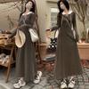 2023 Korean-Style Waist-Slimming Over-the-Knee Long Sleeve Sweatshirt Dress for Women