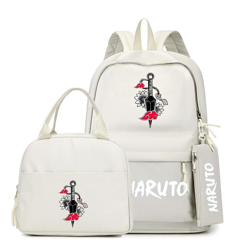 3Pcs/set Anime Naruto Backpack with Lunch Bag for Girl Boy Student Back To School Bookbag Schoolbag Men Women Leisure Travel Bag