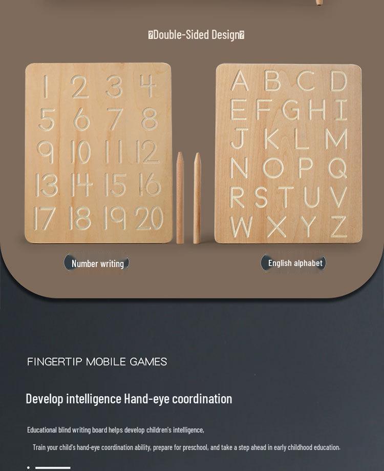 Montessori Wooden Toy: Double-Sided Grooved Calligraphy & Letter Number Board for Early Childhood Education