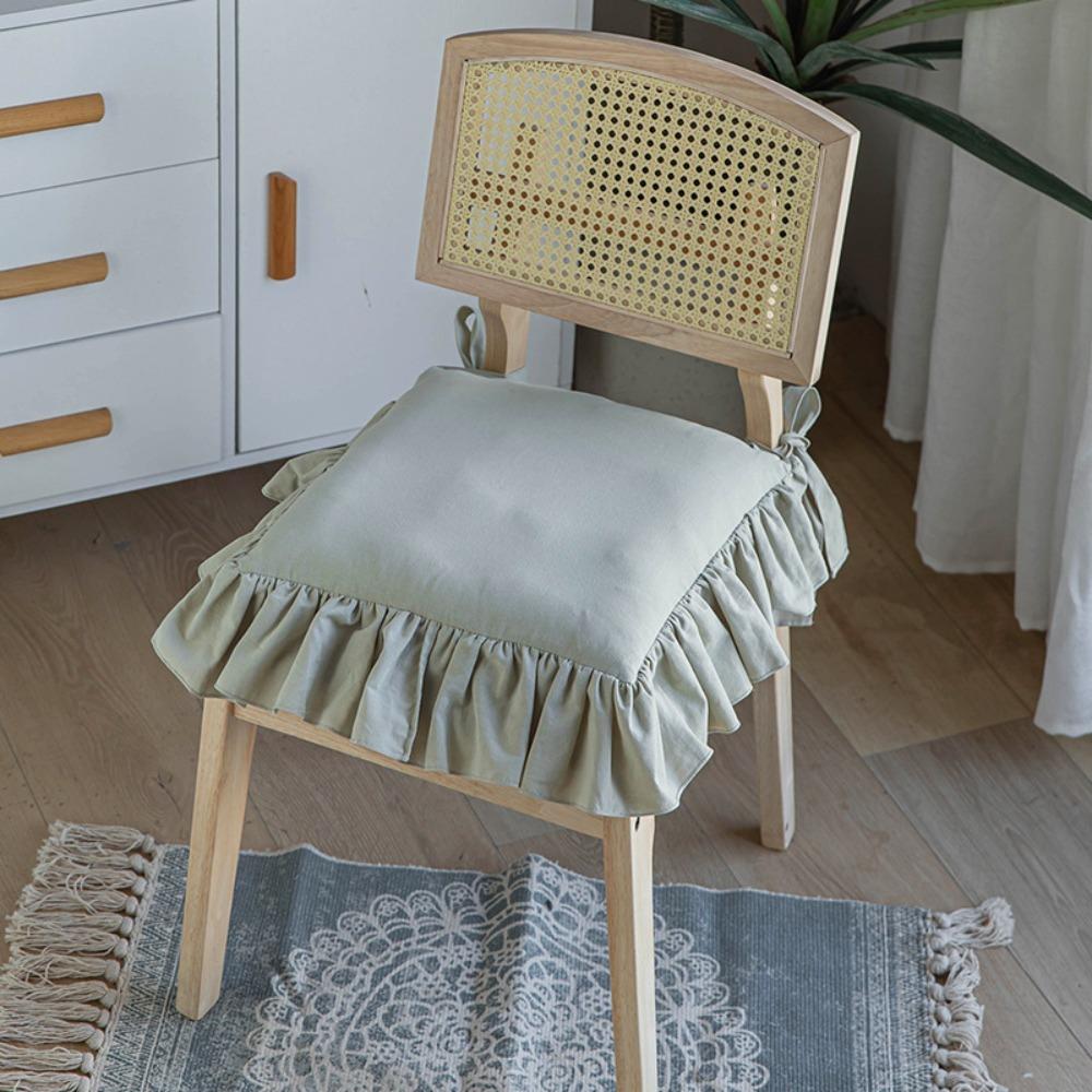 

Vintage Seat Mat Cover with Ties Chair Slipcover Flouncing Pat Decor Seat Protector Office Chair 15.75x15.75 in