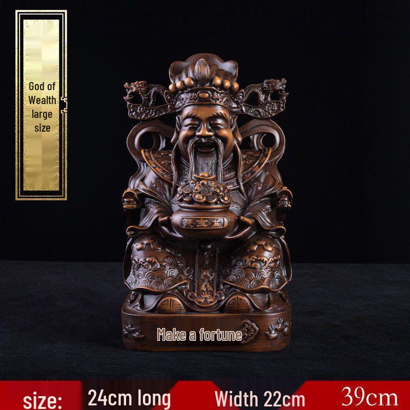 Large Bronze Five Gods of Wealth Figurine for Home or Office Worship