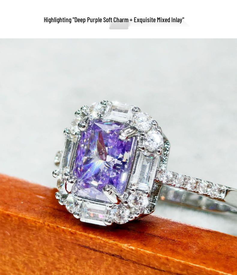 Gessen Jewelry Luxury Diamond Inlaid Rectangular Ring