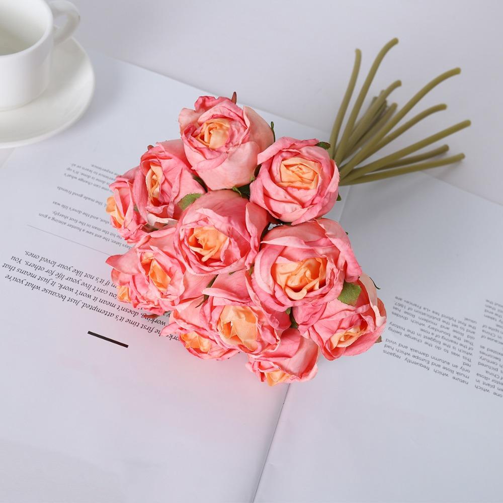 

Handmade Simulated Rose Bouquet Silk Fake Flowers Artificial Flower Bouquet Valentine s Day розовый