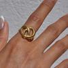 Yori Distinctive Heart-Shaped Lye Knot Geometric Hollow Ring 18K Gold Color PVD Plated Metal Texture Arrivals Jewelry Accessorie