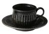 Marui Seito Shigaraki Ware Hechimon Coffee Cup and Saucer Set, Approx. 260ml, Black Glaze Finish, MR-3-3291