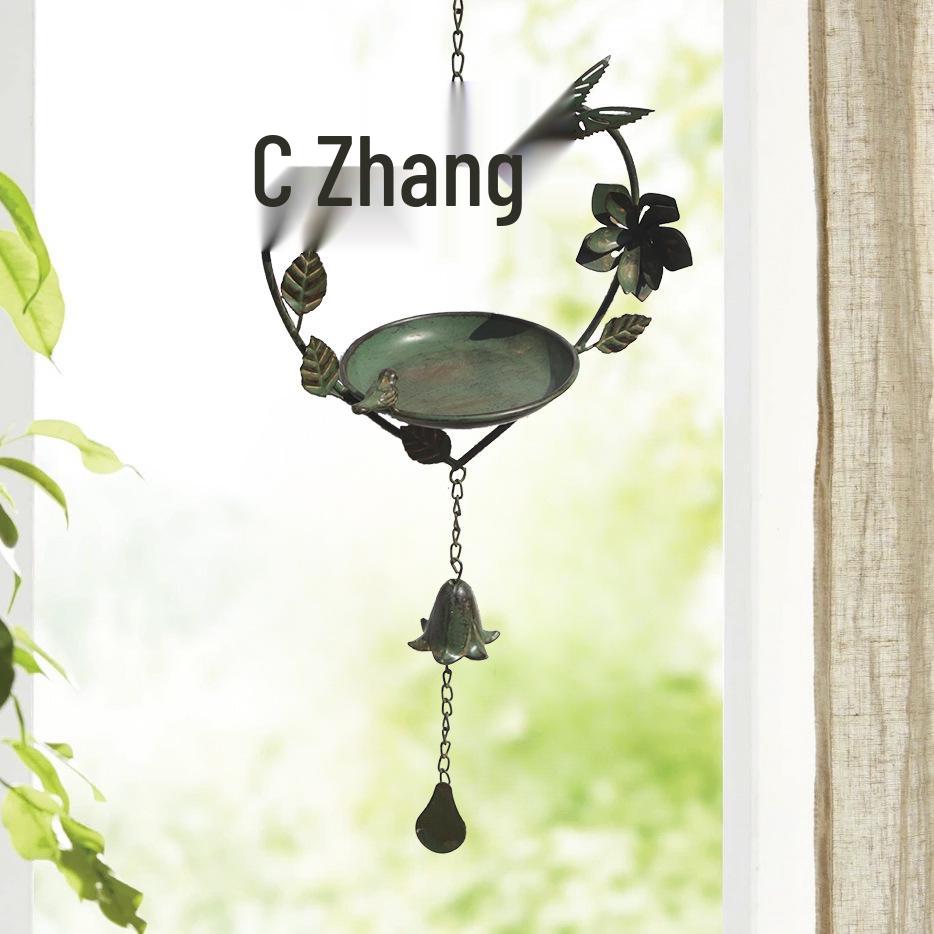Wrought Iron Distressed Heart-Shaped Green Bird Feeder with Bell зелёный