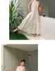 French-Style Summer Chiffon Halter Neck Dress with Embroidered A-Line Skirt