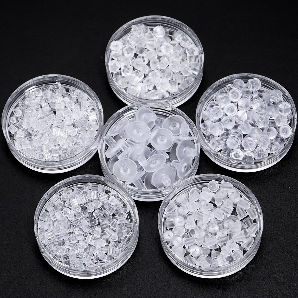 200-2000pcs/lot Clear Soft Silicone Rubber Ear Stopper Plugging Earring Back Ear Studs For DIY Earrings Jewelry Making Accessory