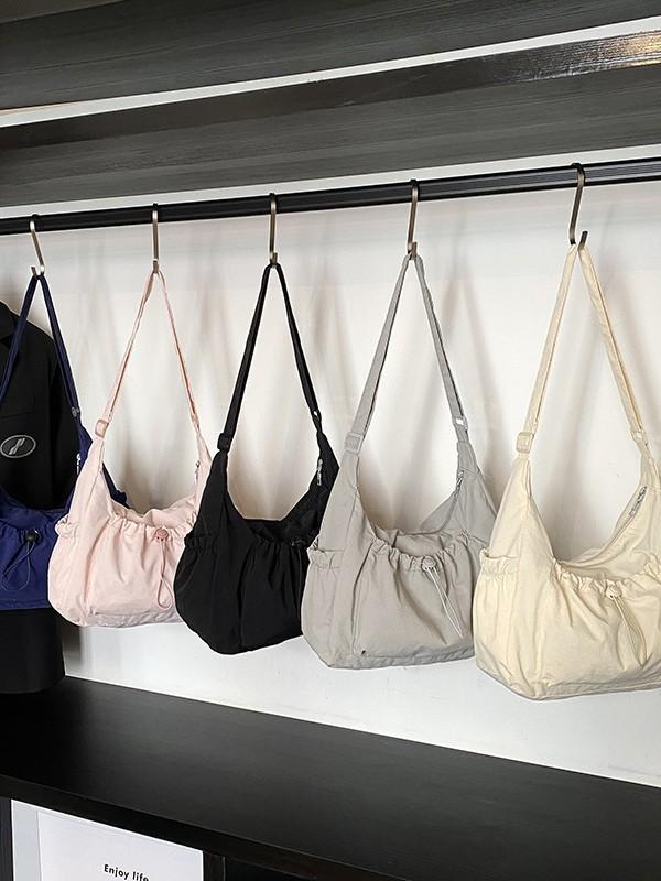 Nylon Sling Bag For Women With Drawstring Closure And Mobile Pocket For Casual Travel