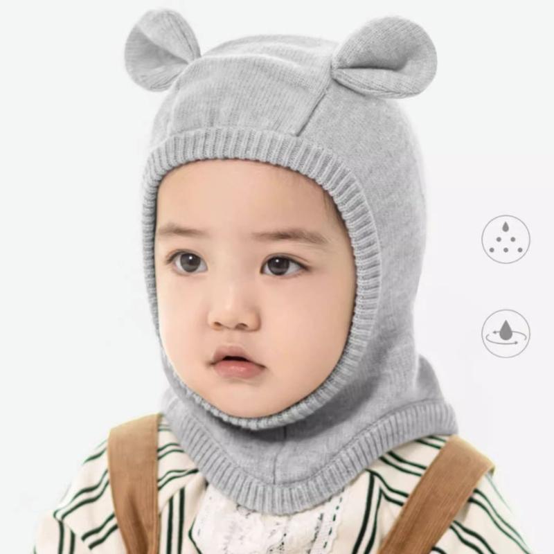 Baby Strickmütze, Herbst Winter Baby Mädchen Jungen Kopfschutz Mützen Kappe Integrierter Ohrenschutz Mütze Warme Mütze Kappe