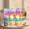 1PC Palm Tree Beach Sunset Print 750ml Color Plastic Sports Water Bottle Leakproof Flip Straw Lid Suitable for Sports Office Home Use
