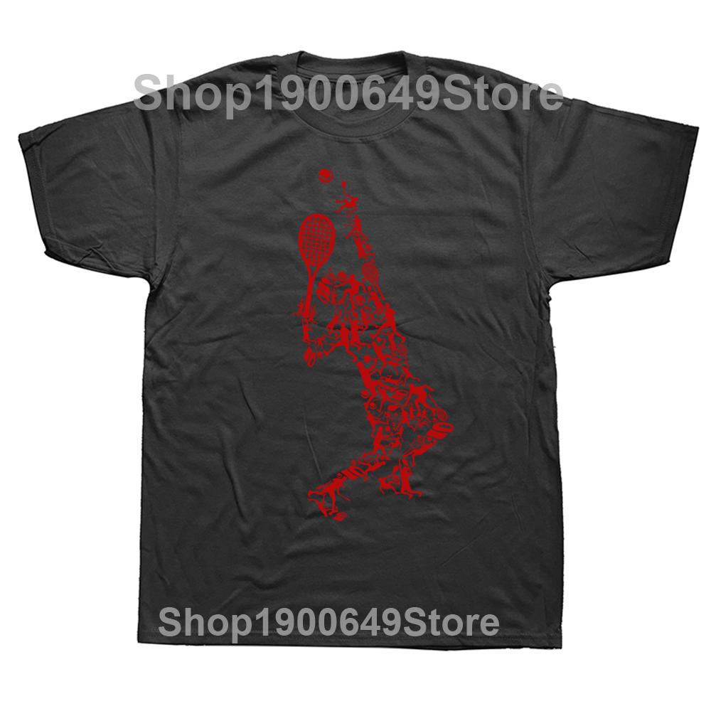 Funny Tennis T Shirt Player Positions Balls Racket In Drawing Streetwear Short Sleeve Birthday Gifts Summer Style Tshirt Men