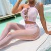Sex Underwear New Women's Jacquard Sexy One-piece Mesh Garment Suspender Pantyhose Hollow Shoulder Strap
