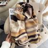 Autumn and winter colored striped imitation cashmere scarf women's student couple versatile thickened warm double-sided scarf