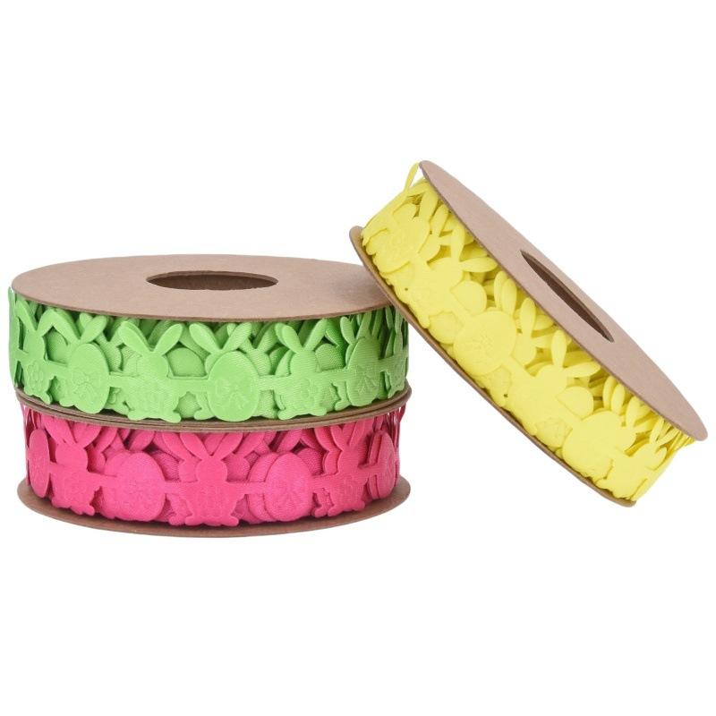 Easter Ribbon 2cm x 10m 3 Colors Bunny and Egg Pattern Gift Wrapping Ribbon for Easter Decor DIY Crafts