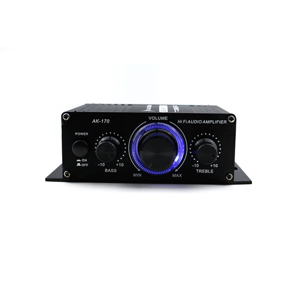 AK170 Mini Digital Power Audio Car Amplifier Blue Light Stereo Audio Amplifier for Home Theater Club Party Music 12v Power