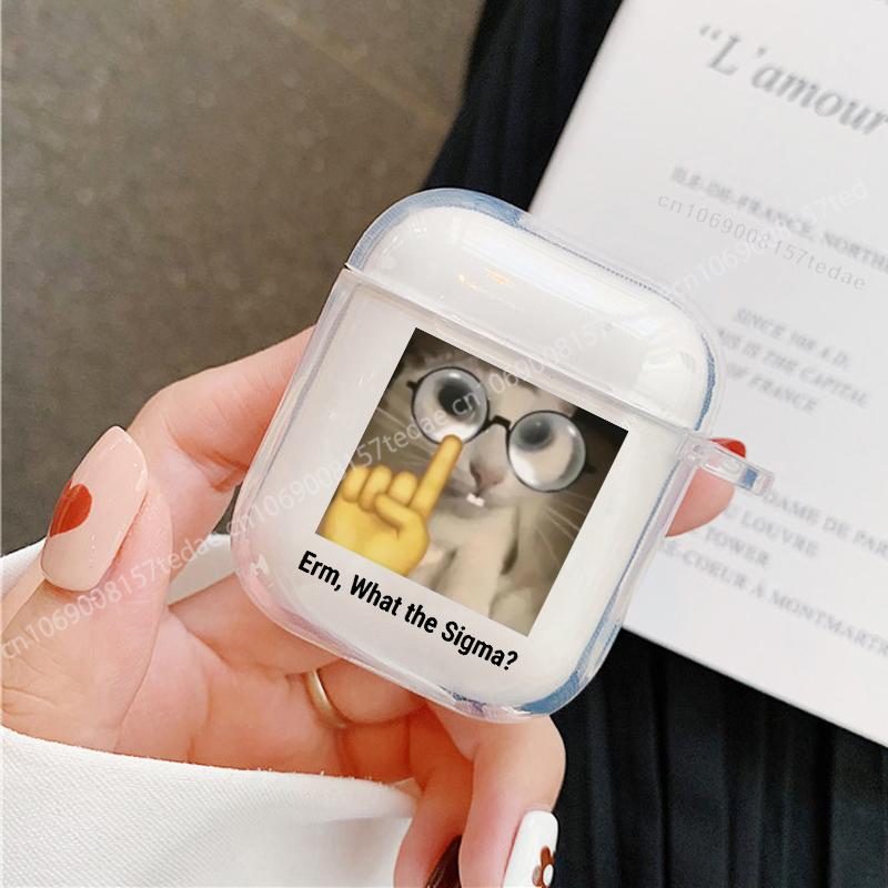 Cool Funny Cat for AirPods 4 2024 Cases Clear Wireless Bluetooth Earphone Case for Apple Airpods 1 2 3 Pro 2 Protective Cover