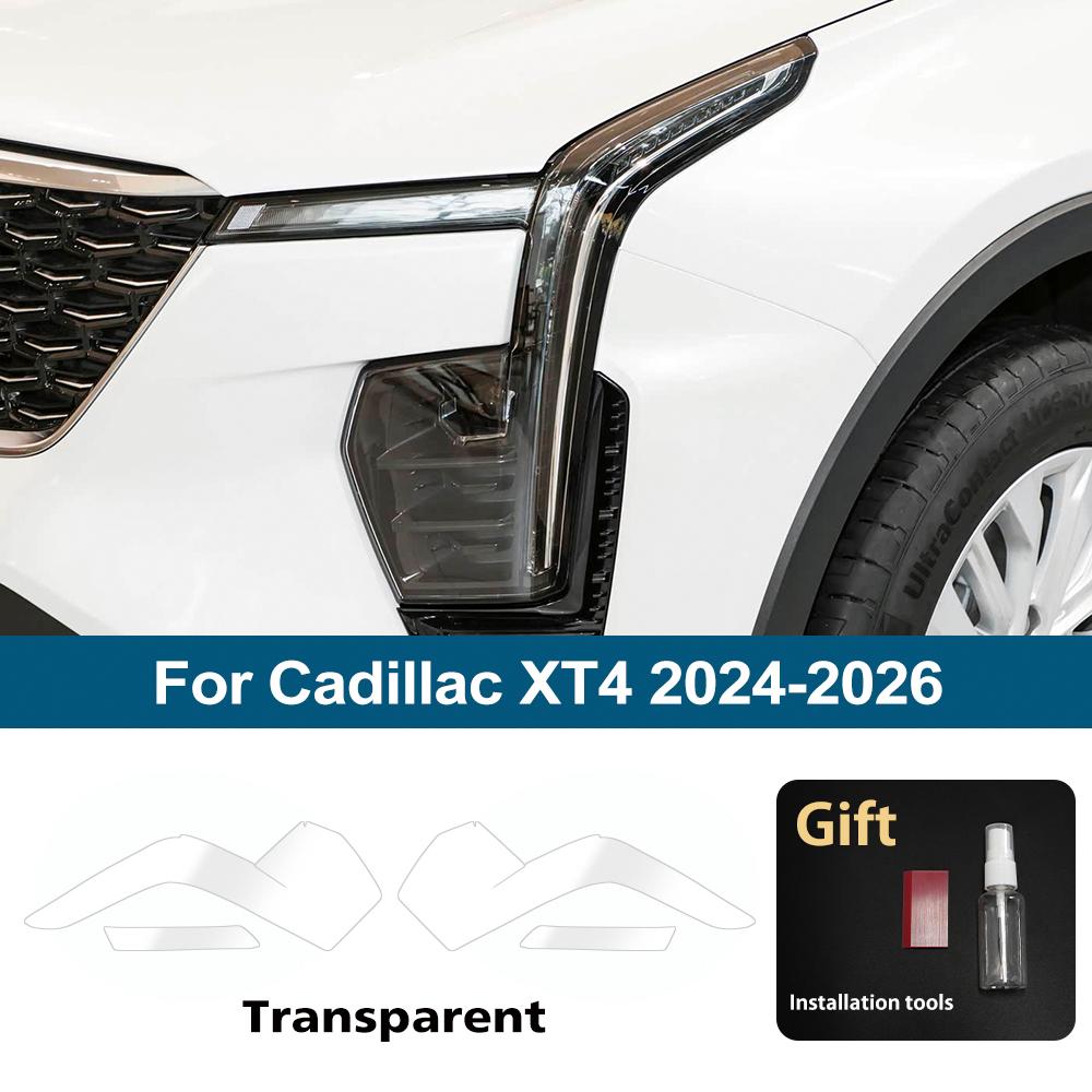 Smoke Black High-Gloss Pre-Cut Headlight Protection Film For Cadillac XT4 2024-2026 TPU PPF Anti-Scratch Car Vinyl Wrap Kit zs3