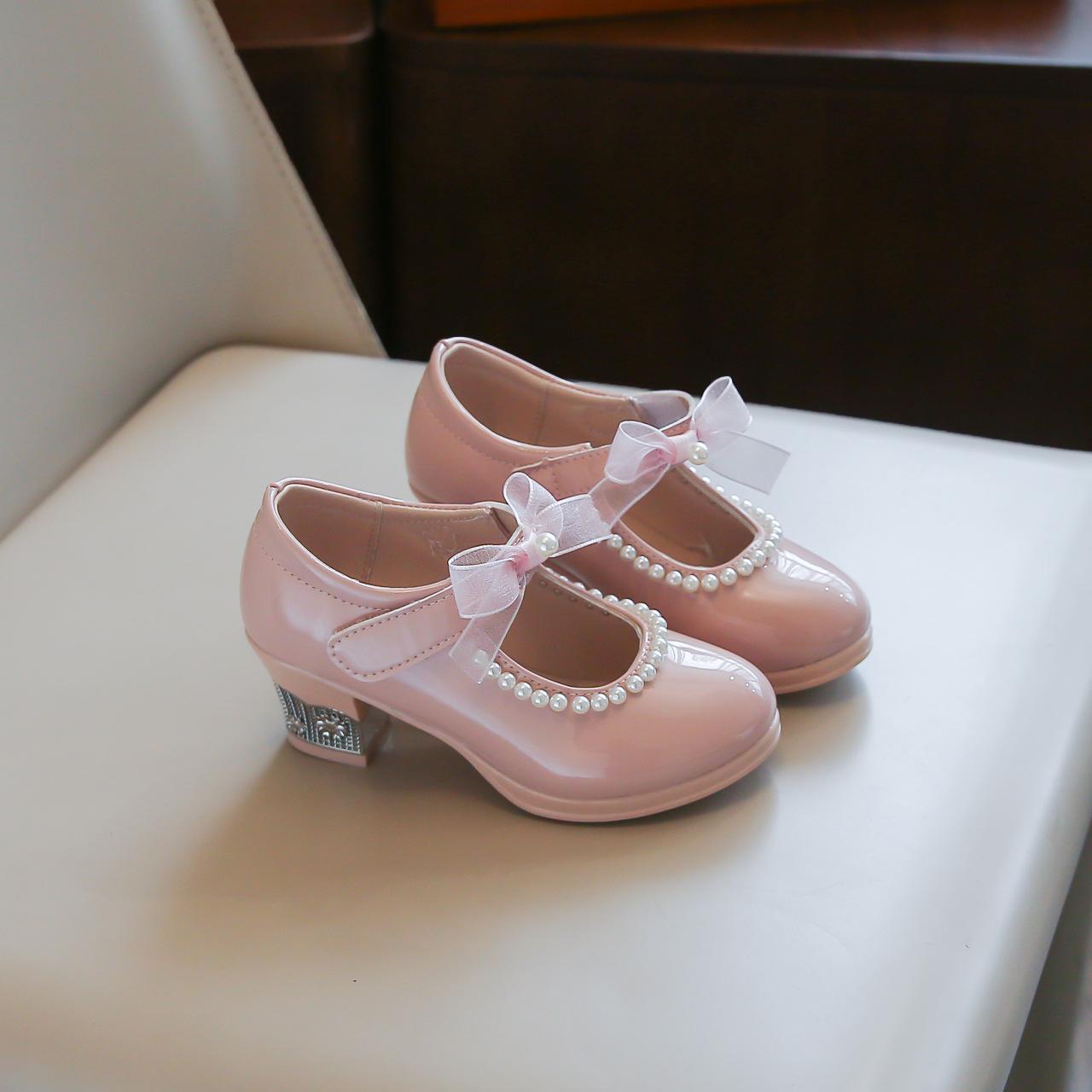 

[Girls Soft Sole Embroidery Bow Princess Shoes Spring Leather Ballet Flats for Toddler] size 26 розовый