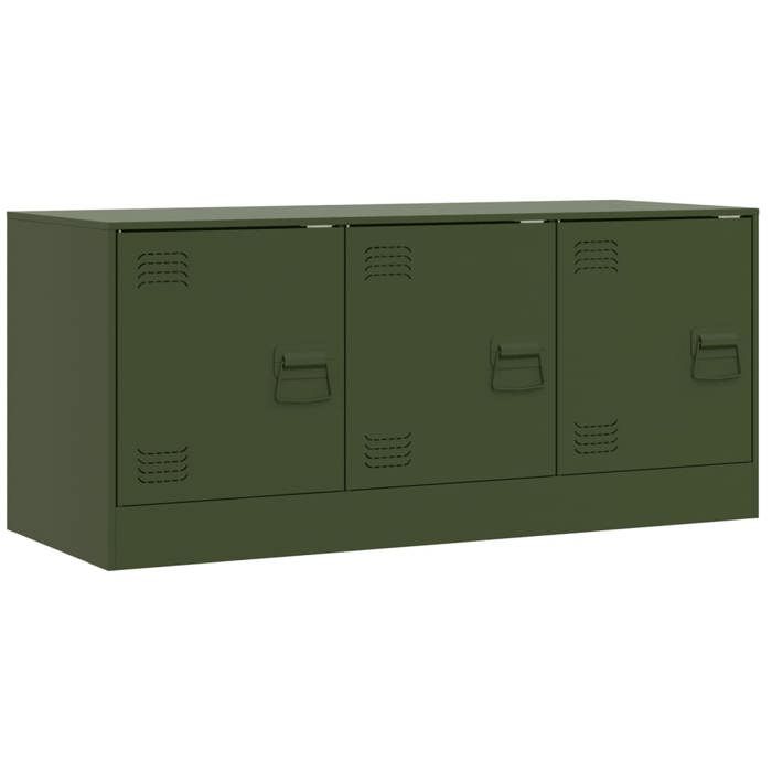 VidaXL Meuble TV vert olive 99x39x44 cm acier, banc TV, meuble télé, meuble multimédia, buffet TV, meuble hifi, centre de 841647