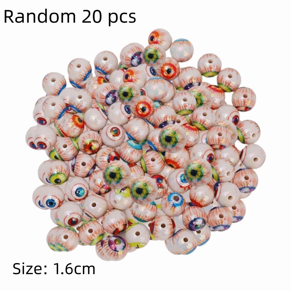 20pcs Random Mix Color Spacer Beads Colorful Eye Loose Beads Eyeball Beads  Thanksgiving Decor