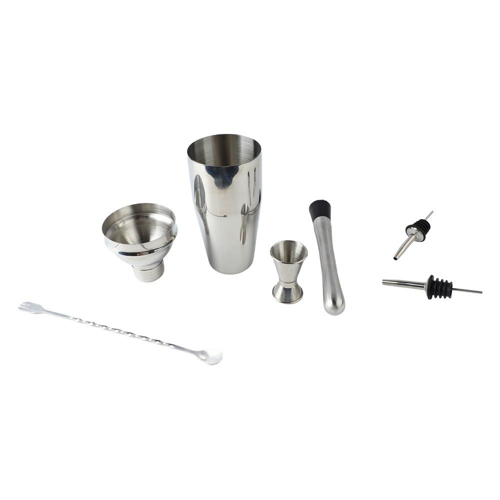 6 piece 750ml Cocktail Shaker Set Stainless Steel Drink Mixing Kit Practical Bartender Kit Bar