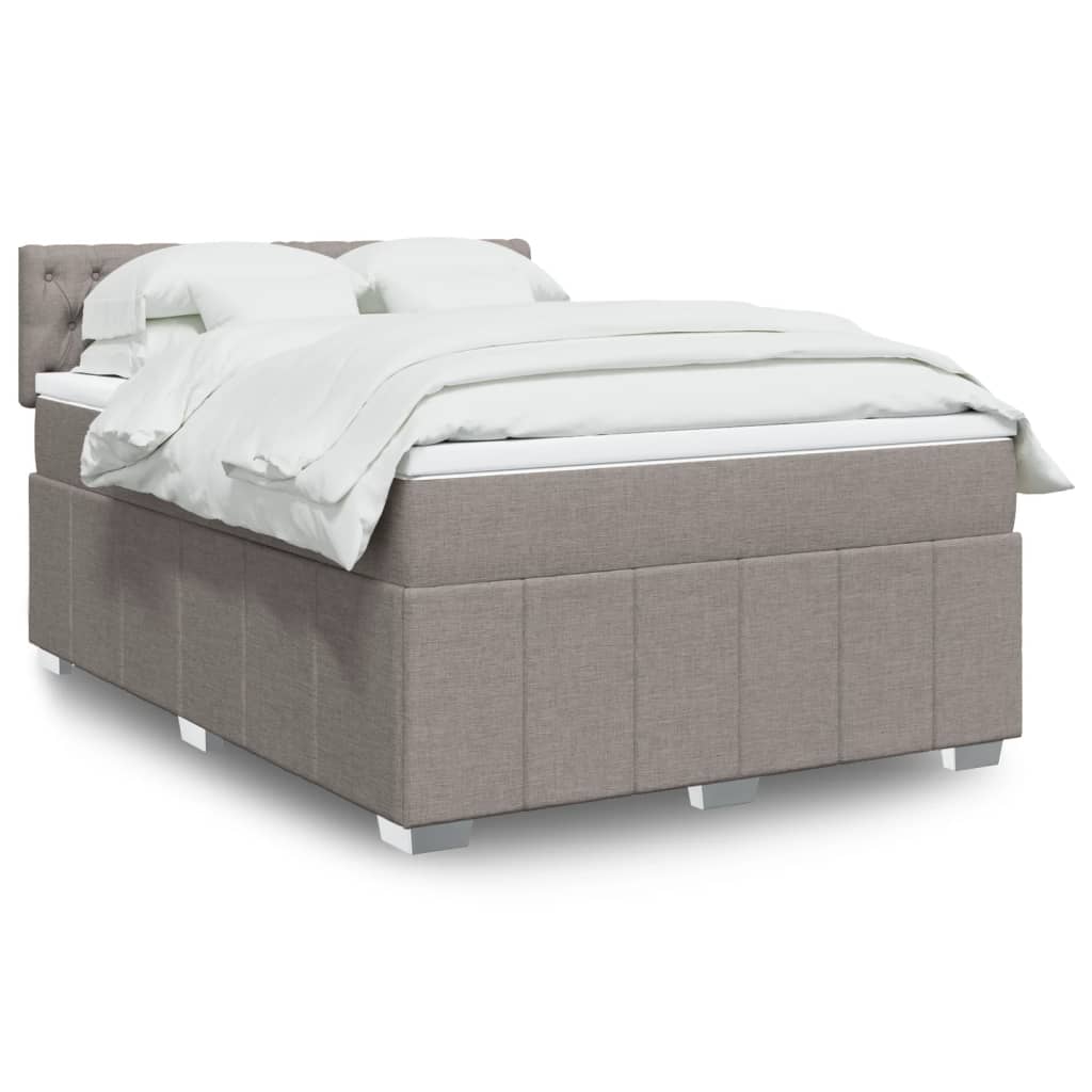 Vidaxl Letto Continentale Con Materasso, Taupe, Tessuto, 140X200 Cm