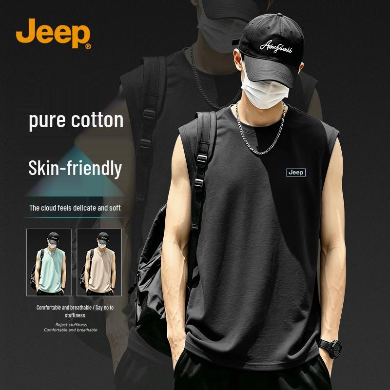 JEEP Men s Heavyweight Cotton Sleeveless Sport T-Shirt 3XL чёрный