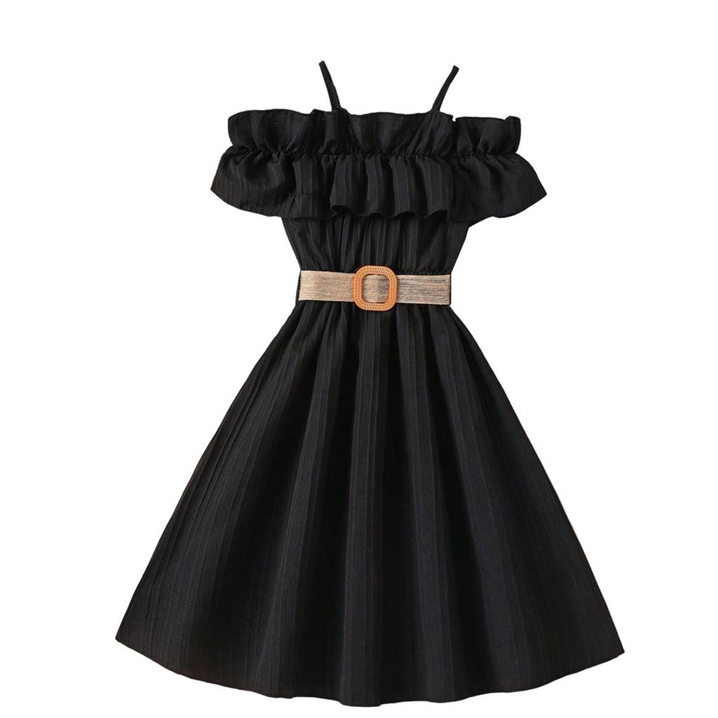 Summer Girls Skirt One-shoulder Patchwork Lace Princess-style Dress