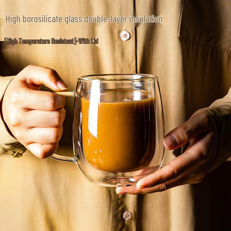 Doppelwandige Borosilikatglas-Tasse mit Henkel für den Heimgebrauch