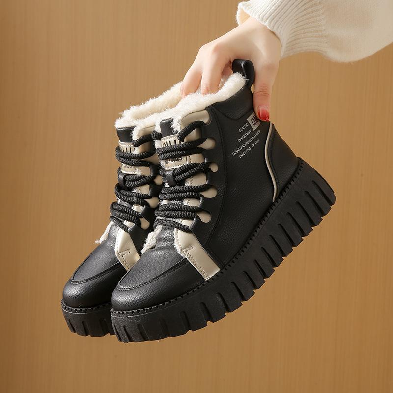 

ins tide velvet Martin boots women s 2025 winter new leisure thick-soled heightening student thermal locomotive boots WS821 40