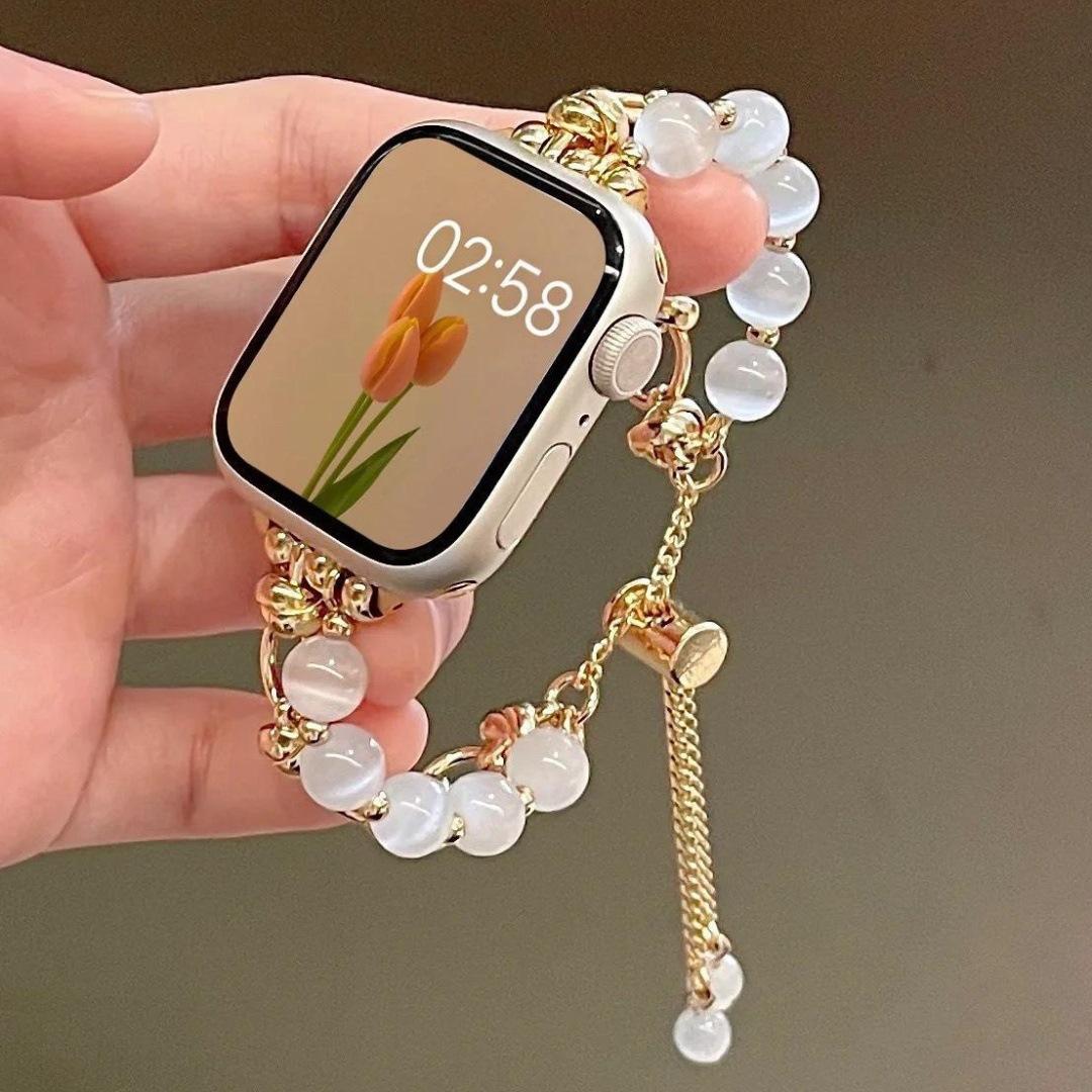 

Jewelry Strap for Apple Watch 10 Band 46mm 42mm 41mm 45mm 44mm 38/40mm Women Bling Metal Bracelet IWatch Series 9 8 7 6 SE Ultra 42/44/45mm золотий