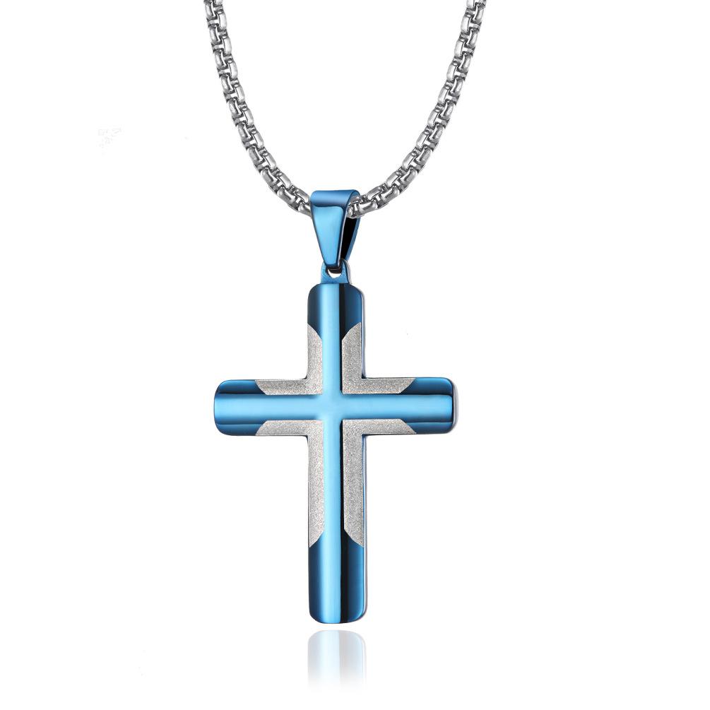 New Men s Curved Simple Pendant Hip-hop Cross Necklace Cross-border Jewelry 60CM
